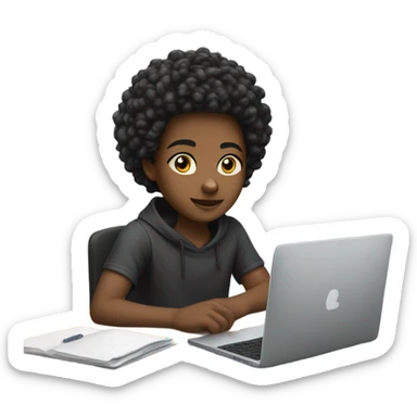 A black teen software engineer coding sticker