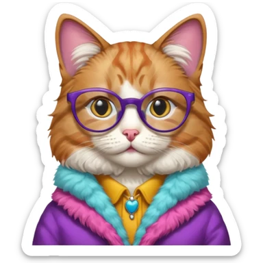 Cat wearing geekchic mood glasses  sticker