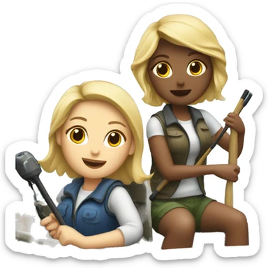 Two blondes and brunette Fishing on a boat sticker