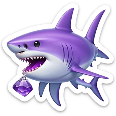 Blue shark bites an amethyst  sticker