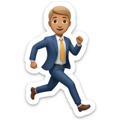 businessman picking running, face direct to camera sticker