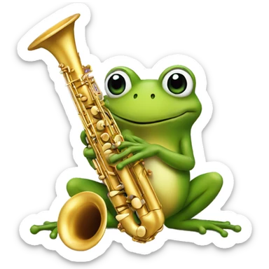 une grenouille qui joue du saxophone sticker