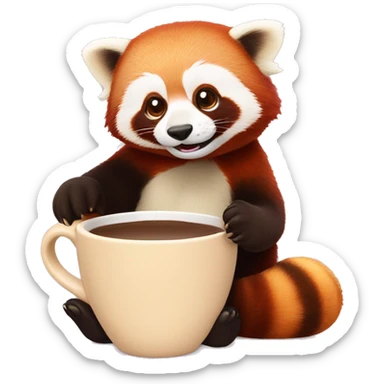 red panda qui fait une pause café live sticker