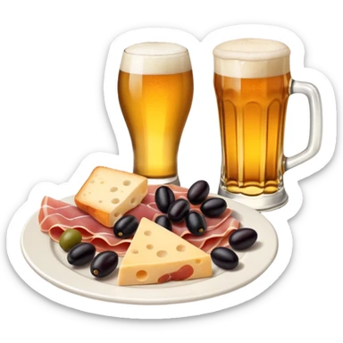 small plate of Spanish tapa with a beer inspired by southern Spain sticker