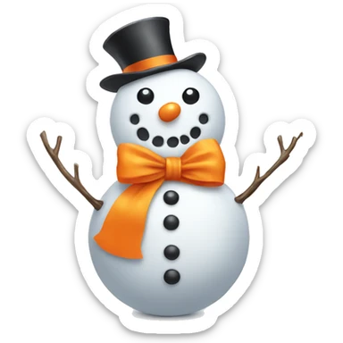 Snowman with a orange bow sticker