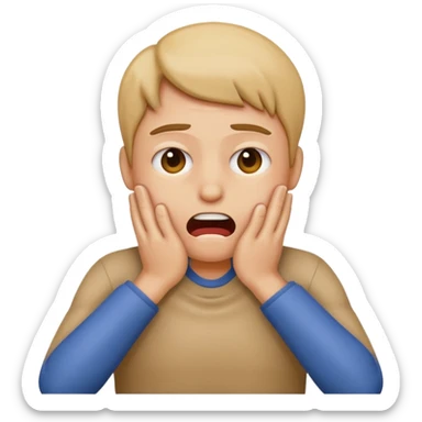 Make an emoji that looks stressed and is choking itself  sticker