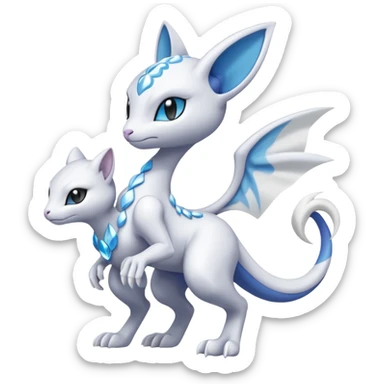 Meloetta-Mewtwo-Reshiram-Pokémon-Fakémon-fusion-hybrid-creature sticker
