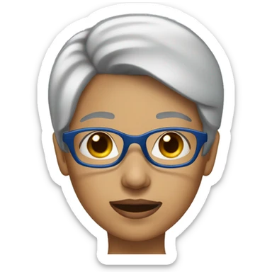 Woman with short gray hair and blue rimed glasses  sticker
