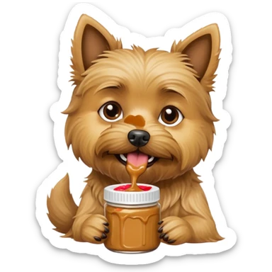 Cairn terrier with peanut butter sticker