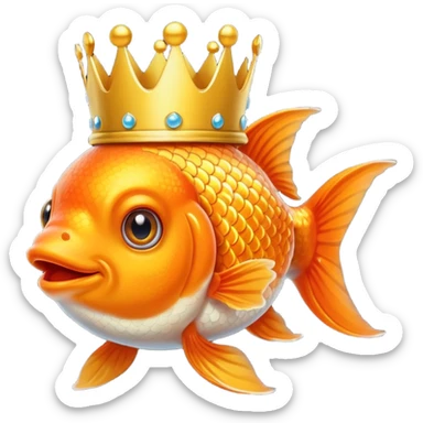 goldfish wearing a crown sticker