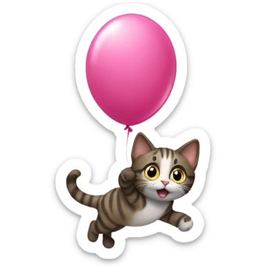 Cat being lifted by a balloon sticker