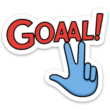 Word “Goal” sign comic style blue (#00A3E0) and red (#F9423A)  sticker