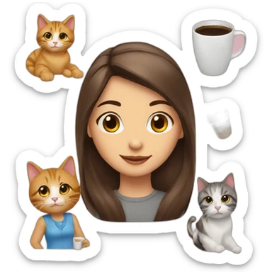 A girl with two American shot hair cats and a coffee machine sticker