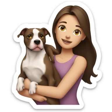 One brunette girl hugging three pitbulls sticker
