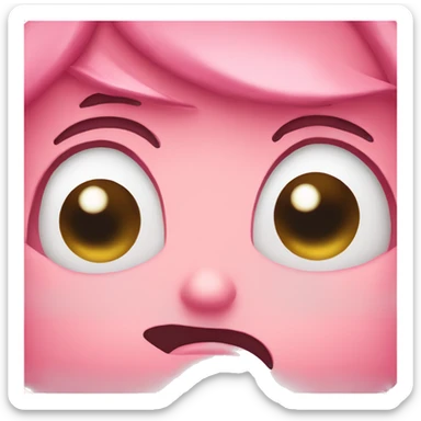 pink frown face with big eyes sticker