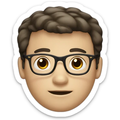 white skin fat boy with brown eyes and glasses and a mustache and black hair sticker
