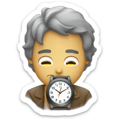 persona siendo perseguida por  un reloj sticker