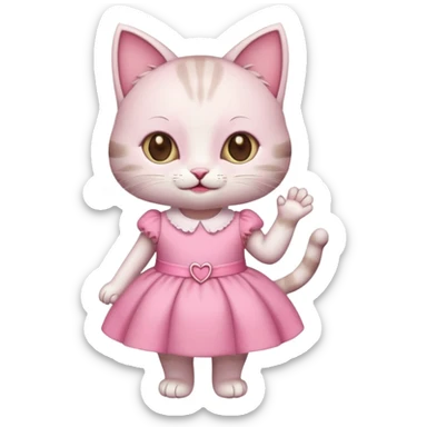 happy girl cat wearing a birthday dress sticker