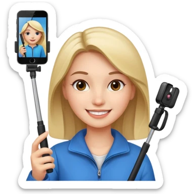 girl with phone selfie stick sticker