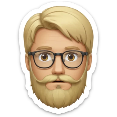 bearded long haired blonde man with eyeglasses sticker