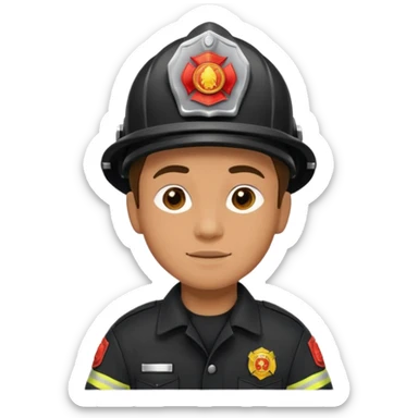 Firefighter with Black uniform sticker