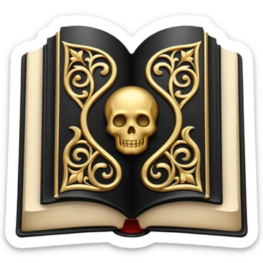 gothic book emoji, detailed icon, white background sticker