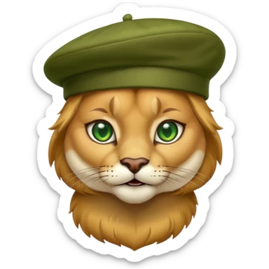 Cougar wearing a beret  sticker