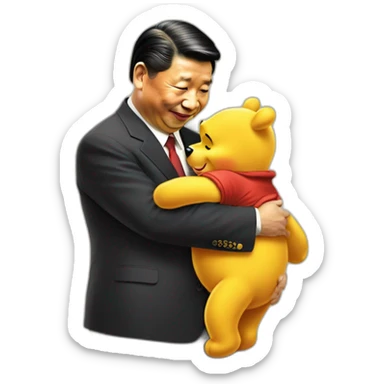 xi jinping Hugging winnie the pooh sticker