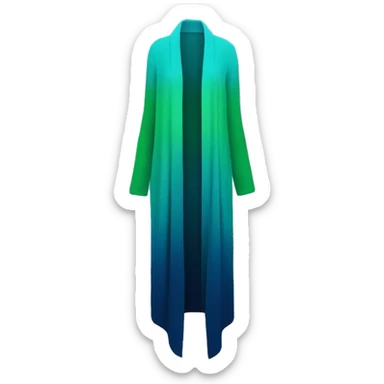 Realistic isolated open womens fashion long peacock blue to green ombre Cardigan.  sticker