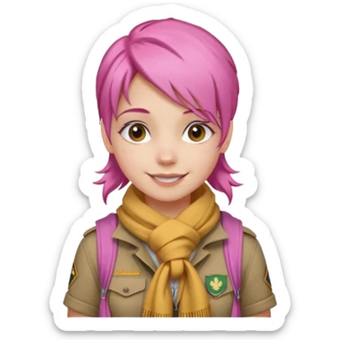 scout girl with pink hair and not the uniform only scarf and normal clothing sticker