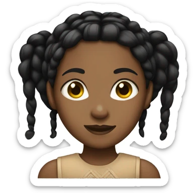 Brown skin girl with black braids  sticker