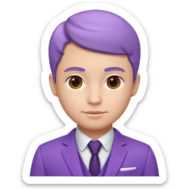 lavender-purple Suit, smooth rounded neckline, simple design, glossy surface, plain background, Memoji-style. sticker