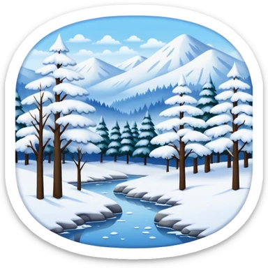 painting with snowing landscape sticker