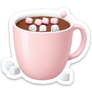 Light Pink mug of hot chocolate with marshmallows  sticker