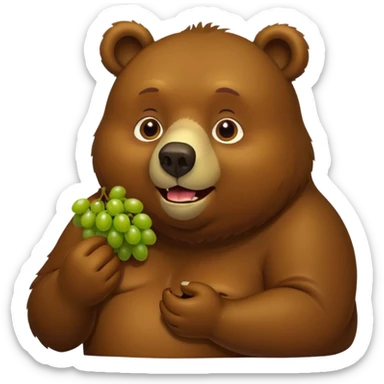 fat bear eating grapes sticker