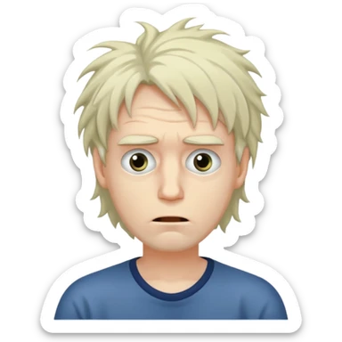 Weak man with disheveled hair sick sticker