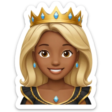 black princess with brown and blonde hair sticker