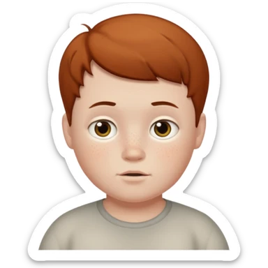 pale boy slightly chubby with freckles and short brown hair sticker