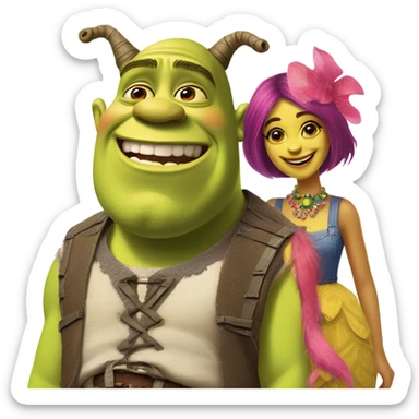 Flamboyant Shrek that is girly large area downstairs with a minion  sticker