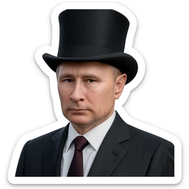 realistic Putin in a black top hat sticker