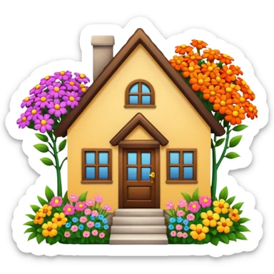 çiçekli ev sticker