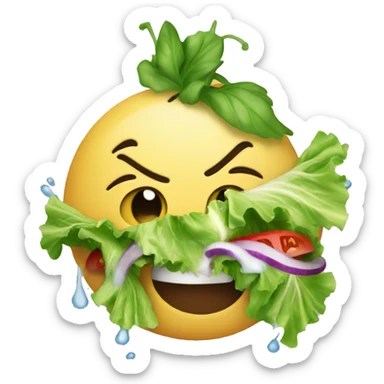 Spray eating a salad sticker