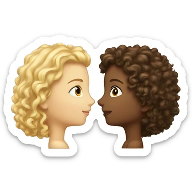 kiss of two friends curly brunette and blonde sticker