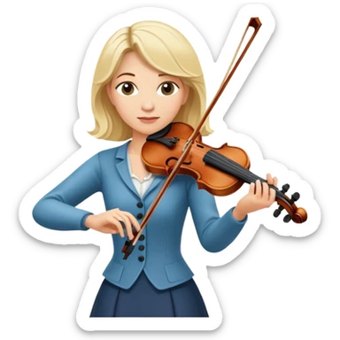 Full body of middle-aged blonde woman playing violin, standing position sticker
