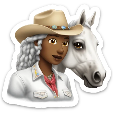 white cowgirl with appaloosa horse sticker
