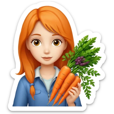 girl with a bunch of carrots sticker