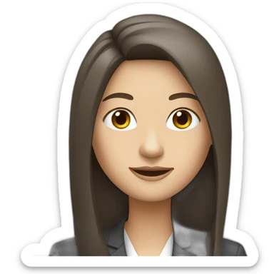 Dark Brown straight long hair white woman wearing suit sticker