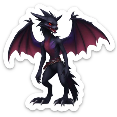 Black and purple and red edgy punk nargacuga-sergal full body sticker