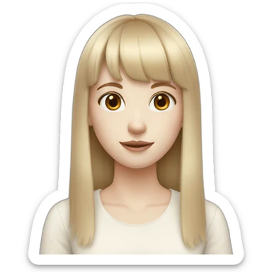 pale skinned girl with brown hair and bangs sticker