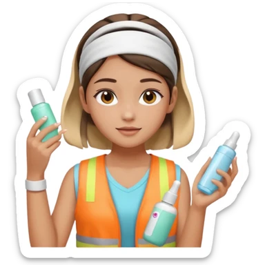 Clean girl aesthetic emoticons, apply skincare products, headband, glowing skin, vest, soft lighting
 sticker